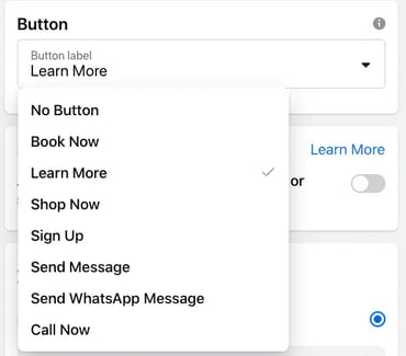 how to boost facebook post: choose your call-to-action